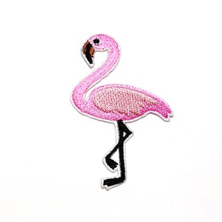 [ ตัวรีดติดเสื้อ ลาย นกฟลามิงโก สีชมพู ] Pink Flamingo Patch งานปัก DIY ตัวรีดสัตว์ นก ตัวรีด เสื้อ กระเป๋า อาร์ม แนวๆ