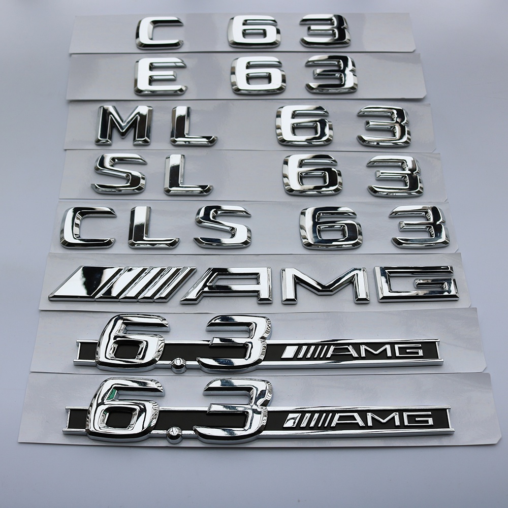 Old Mercedes-Benz Wordmark C63 CLS63 E63ML63 SL63 โลโก้รถดัดแปลง 6.3 AMG Fender สติกเกอร์โลโก้ด้านข้