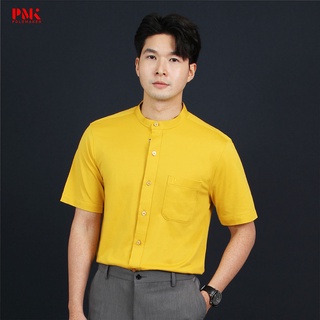 เสื้อเชิ้ตแขนสั้น Prima  ยืดหยุ่น ยับยาก แห้งไว สีเหลืองมัสตาร์ด F04PE0006 - PMK Polomaker