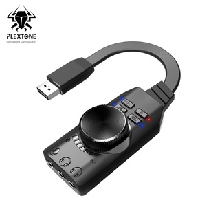 PLEXTONE GS3 USB ช่องเสียบอะแดปเตอร์การ์ดเสียง พร้อมช่องเสียง ขนาด 3.5 มม. Virual 7.1 สำหรับชุดหูฟังเล่นเกม