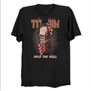 T-shirt  ขายดี เสื้อยืดลําลอง แขนสั้น พิมพ์ลายอนิเมะ Attack On Titans The Colosal Titan สีดํา MAcplp91KFfboa28S-5XL