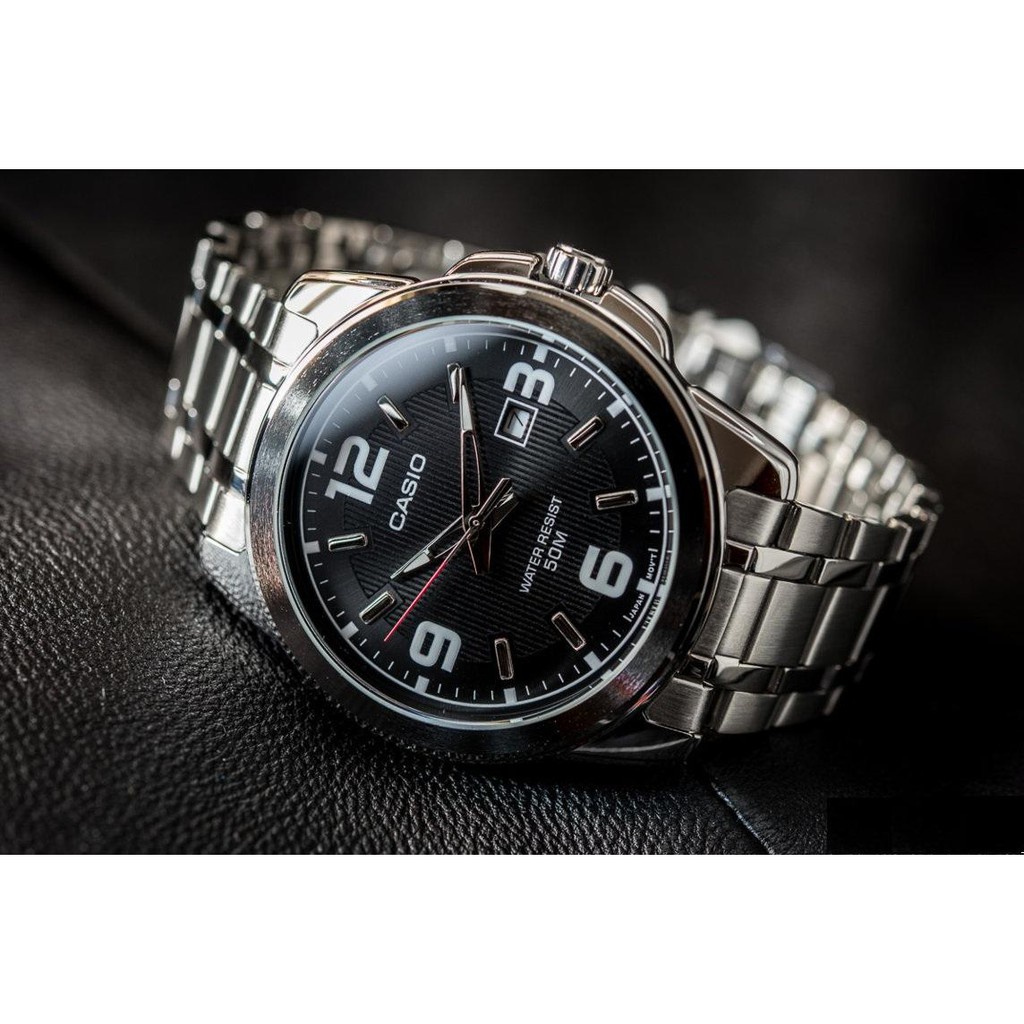 Casio นาฬิกาข้อมือเด็ก CASIO STANDARD นาฬิกาผู้ชาย สายสแตนเลส หน้าปัดสีดำ รุ่น MTP-1314D-1A - มั่นใจ ของแท้ 100% รับประก