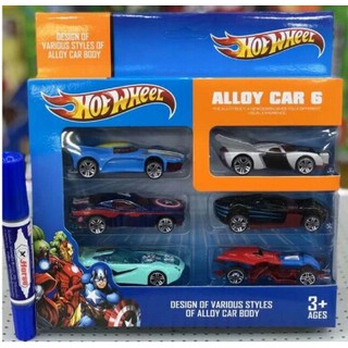 firstbuy_รถโมเดลเหล็ก รถHot Wheel รถเหล็กSuper Heros แพค 6 คัน ของเล่น รถโมเดล