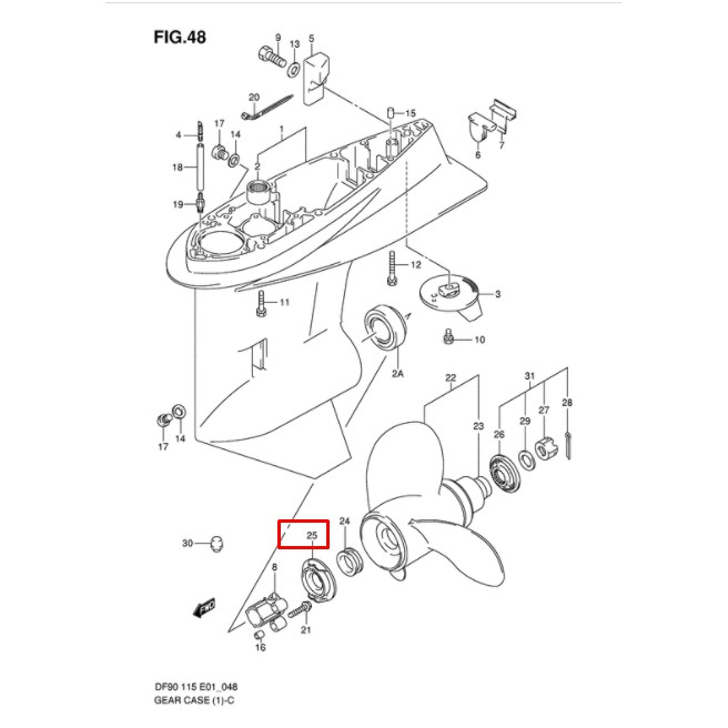 57635-90J01-000 STOPPER, PROPELLER BUSH สลักล็อคบูชใบพัด เครื่องยนต์เรือซุซุกิ Suzuki Outboard 57635
