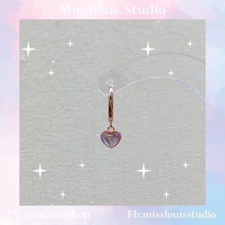 ต่างหูห่วงเงินแท้ชุบRosegold💖ห้อยMarble Heartสีสวยเหมือนลุกแก้ว