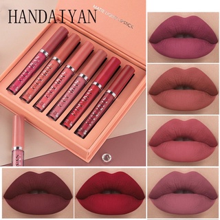 Handaiyan ลิปสติก ลิปกลอส เนื้อแมตต์ กันน้ํา ติดทนนาน 12 สี