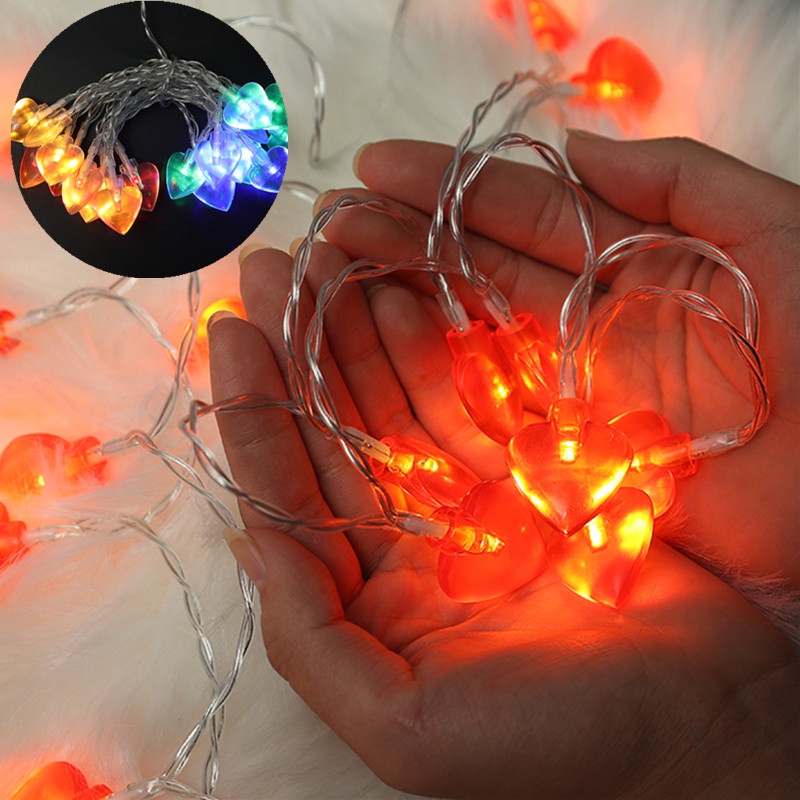 2m Valentine Love Heart-shaped String Lights LED Battery Operated Lamp ...