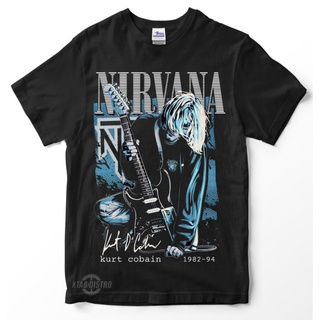 เสื้อยืดคอกลมNirvana kurt cobain เสื้อยืดลําลอง แขนสั้น คอกลม พิมพ์ลาย kurt cobain grunge 1982-94 สําหรับผู้ชาย วัยรุ่นS