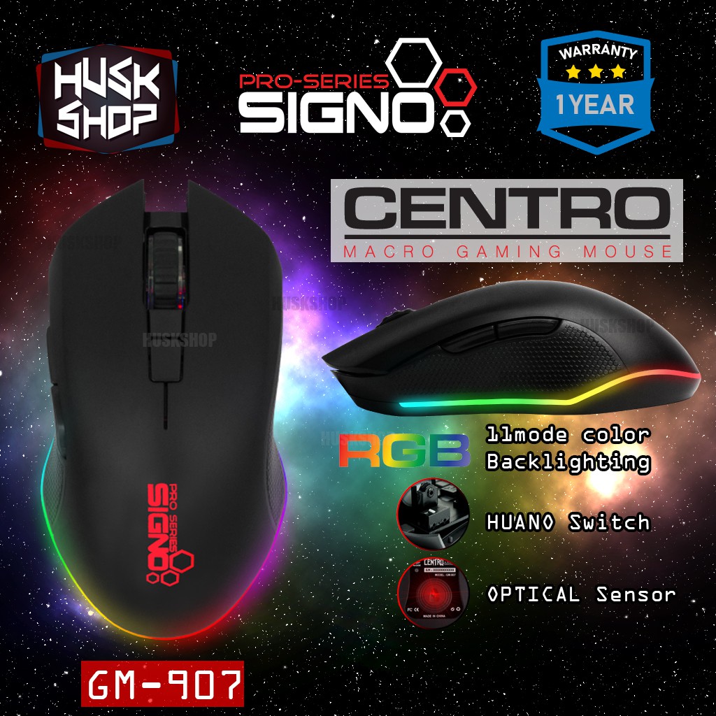 เมาส์มาโคร Signo GM-907 เมาส์เกมมิ่ง Gaming Macro Mouse pro-series รุ่น Centro ประกันศูนย์ 1 ปี