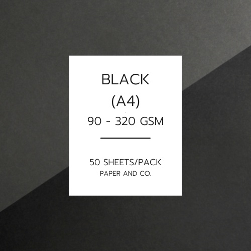 Art Paper & Boards 112 บาท กระดาษสีดำ (A4) (แพ็ค 50 แผ่น) (90-320gsm.) Stationery