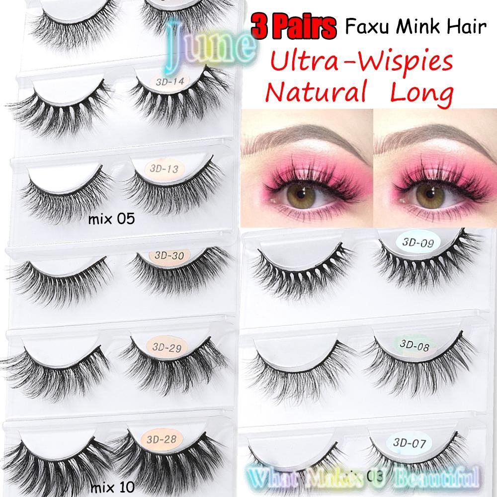 CHC_5 Pairs Lot Black Soft Long Messy Cross False Eyelashes Natural ...