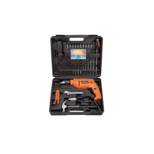 GlobalHouse BLACK+DECKER ชุดสว่านกระแทกไฟฟ้า 13มม. 550W รุ่น HD555KMPR-B1 สินค้าของแท้คุณภาพดี