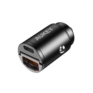 AUKEY USB-C Car Charger 30W PD &amp; QC3.0 Dual-Port (Black) (CEP-001074)