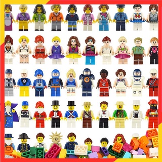 【สุ่ม 50 ชิ้น】 City Minifigures ชุดของเล่นของเล่นตัวต่อเลโก้บล็อกตัวต่อเพื่อนนินจาซูเปอร์ฮีโร่ตำรวจทหารอาชีพอาคารอิฐสำหรับเด็กก่อนวัยเรียนอายุ 3+ ของเล่นเด็กใช้ได้กับทุกยี่ห้อ