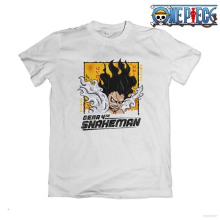 เสื้อยืดแขนสั้นลําลอง ทรงหลวม พิมพ์ลายอนิเมะ ONE PIECE Monkey D Luffy Gear 4th Snakeman พลัสไซซ์