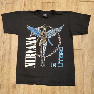 เสื้อยืดผ้าฝ้าย NIRVANA IN UTERO เสื้อวง เสื้อทัวร์ ลายเนอร์วานา เสื้อวงร็อค