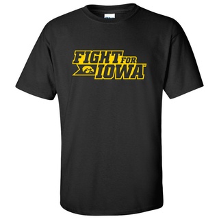 ขายส่ง เสื้อยืด ผ้าฝ้าย พิมพ์ลาย Iowa Hawkeyes Fight For Iowa สีดําSize S-5XL