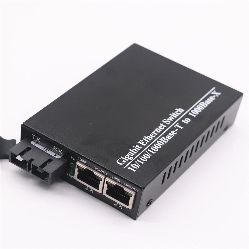 10/100/1000M Gigabit Ethernet Switch Ethernet Fiber Optical Media Converter Single Mode 2-Port RJ45 
