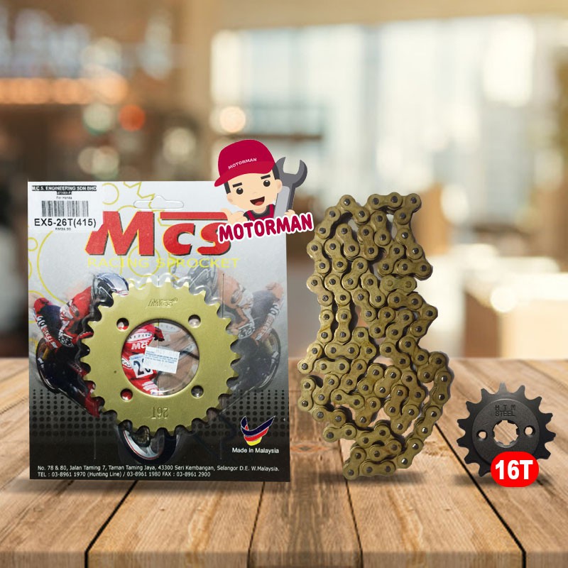 SPROCKET SET EX5/DREAM 415x120L 16T/26T "MOTORMAN"