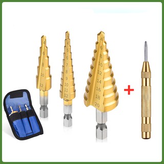 ดอกสว่านสเต็ป 4Pcs Hss Step Cone Taper ดอกเจดีย์ ดอกเดียวเจาะได้หลายขนาด