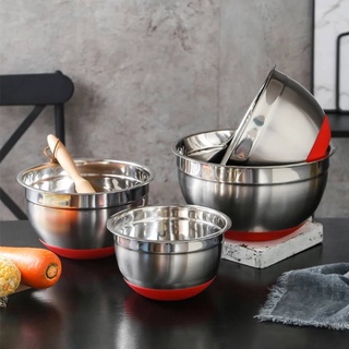 โถผสม ชามผสม โถผสมอาหาร โถผสมสแตนเลส โถผสมมีซิลิโคนรองกันลื่น stainless mixing bowl