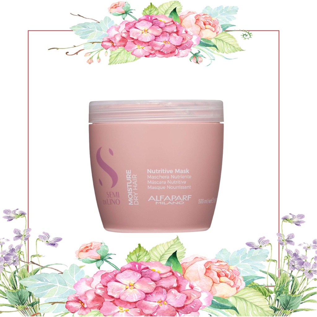 มาส์ค สำหรับผมแห้ง แห้งมาก แตกปลาย ALFAPARF SEMI DI LINO MOISTURE MASK 500 ML.