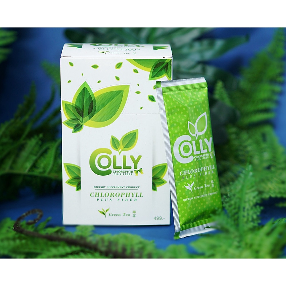 ps0012 คอลลี่ คลอโรฟิลล์ พลัส ไฟเบอร์ Colly Chlorophyll Plus Fiber  1กล่อง15ซอง หมดอายุ2027