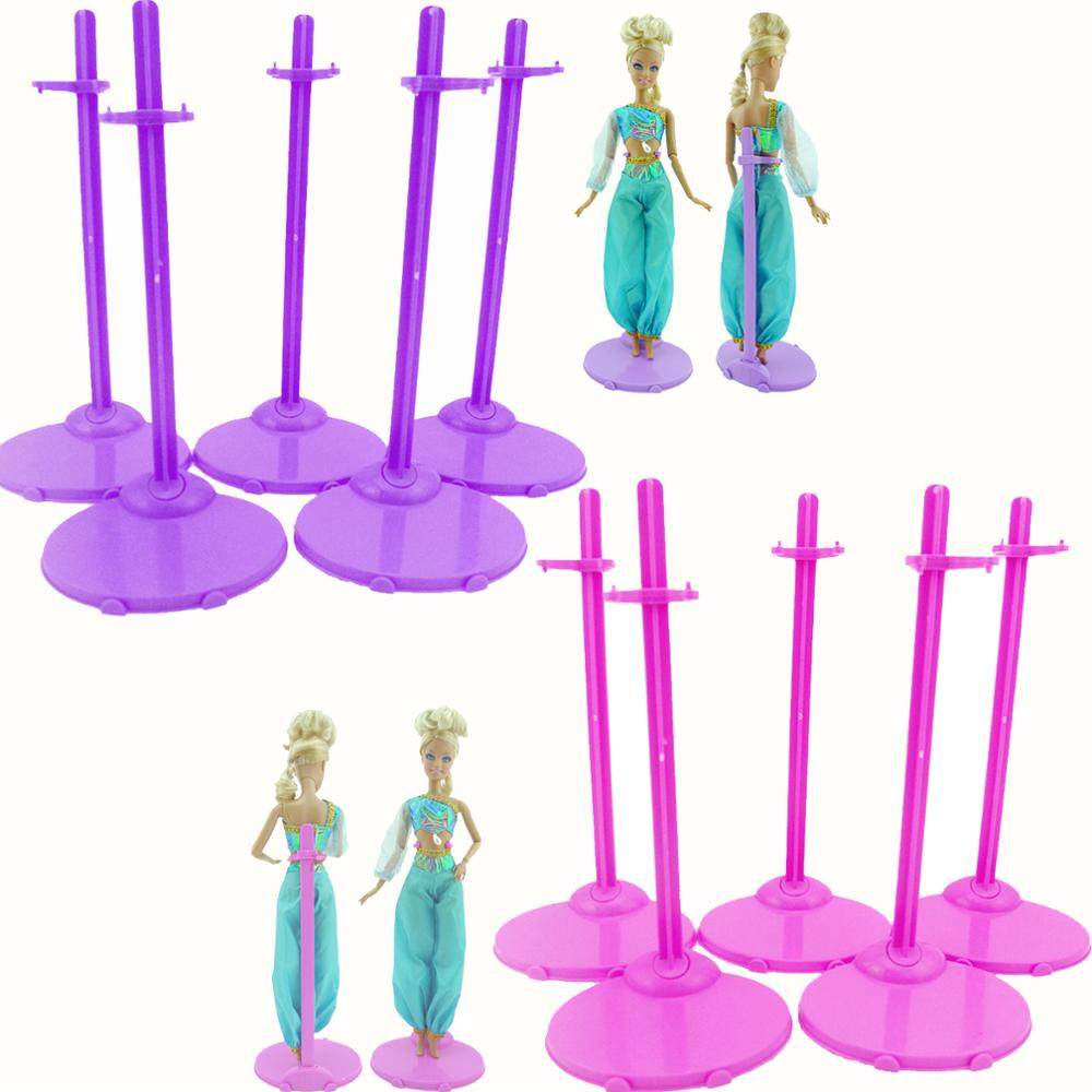 5 ชิ้นสําหรับ 11.5 นิ้วตุ๊กตาสีชมพูสีม่วงโปร่งใสขาตั้งรุ่นจอแสดงผล Mannequin เอวสนับสนุนตุ๊กตาอุปกรณ์เสริม