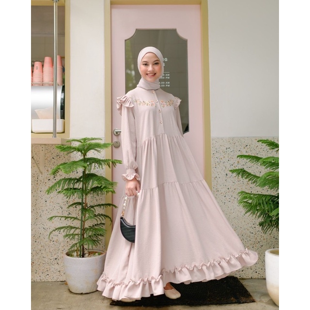 ผู้หญิงมุสลิม& 39;s Wedding Gamis Dress Plain Oversize Mossa