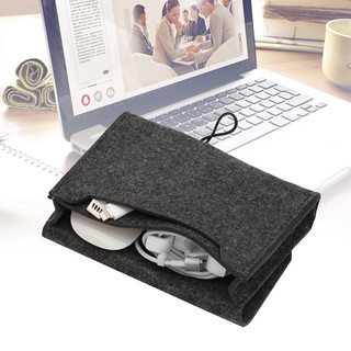 TMR🎁Solid Portable Travel Felt Power Bank USB Data Cable Earphone Organizer Bag