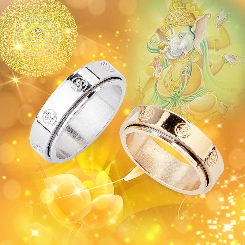 🌈พร้อมส่ง 🕉แหวนโอมแบบหมุนได้ แหวนสแตนเลส สีเงิน สีทอง ใส่เสริมดวง เสริมสิริมงคล แก้ปีชง ไม่ลอก ไม่ดำ💰💰💰