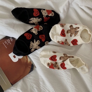 (พร้อมส่งทุกสี🛻) ถุงเท้าข้อสั้น bear ลายตุ๊กตาหมี 🧸🤏🏼 พร้อมส่งมี 3 สี น่ารักมุบมิมมาก ทำจากผ้าฝ้าย ผ้าไม่อับชื้น