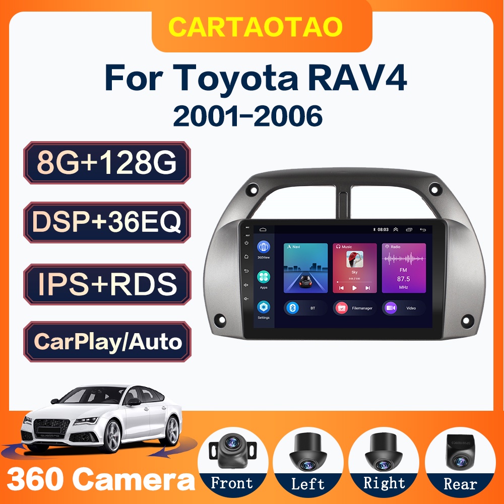 8G 128G CarPlay 2din Android AutoRadio GPS Multimedia Player for Toyota RAV4 Rav 4 2001 2002 2003-2006 DSP IPS 2 DIN Car