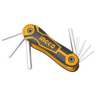 INGCO ประแจหกเหลี่ยม แบบตลับ 8 ตัวชุด Hex Key ตลับกุญแจหกเหลี่ยม