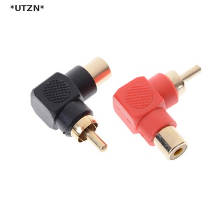 [[UTZN]] 1pcs RCA Right Angle Male to Female Phone Adapters AV Plug Connector 90Degree [Hot