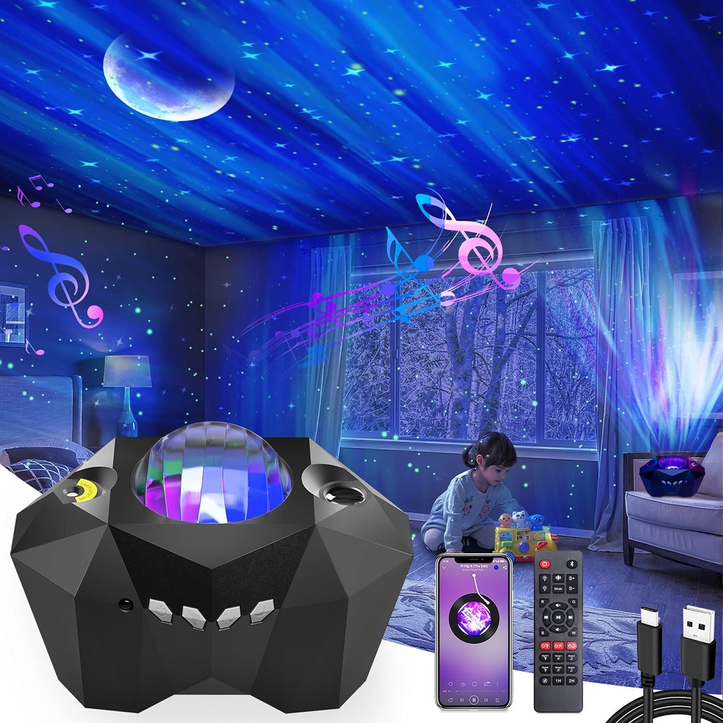 Wifi Starry Sky Night Light Led Galaxy Star Projector Moon Lamp Voiceamptouch Control Adjustable