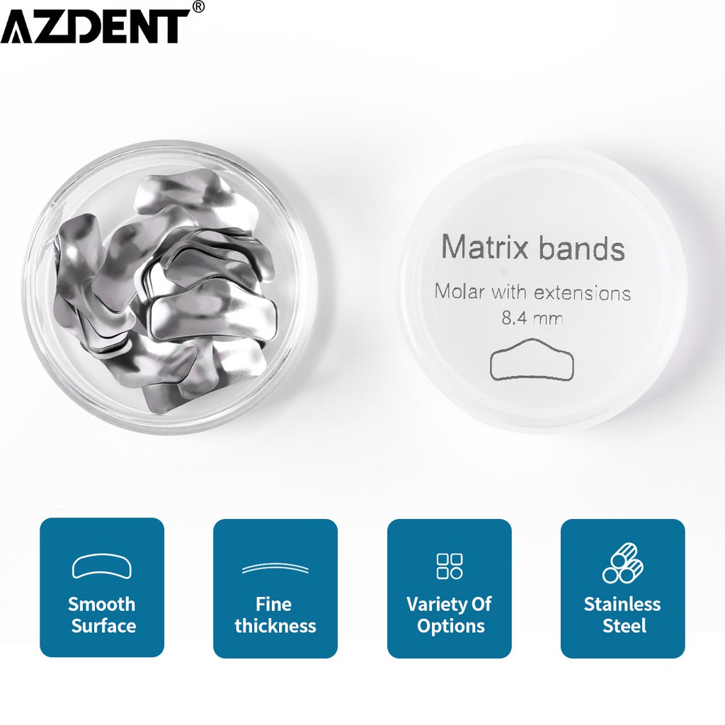 Azdent 50 ชิ้นทันตกรรมโลหะ Matrices Sectional Contoured Matrix Refill
