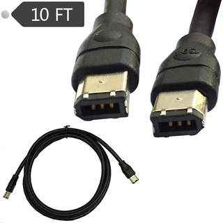 สายเคเบิ้ลสีดํา Ieee 1394 Firewire 400 To Firewire 400 , 6 Pin Male - 10 ฟุต