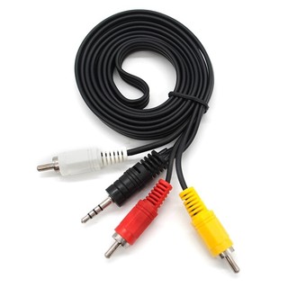 อะแดปเตอร์สายเคเบิ้ล 3.5 มม. Jack to 3 RCA Male to Male Cord สำหรับ Video Playback