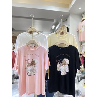 【hot tshirts】เสื้อยืดผ้าฝ้ายพิมพ์ลายคลาสสิก เสื้อยืดผ้าเด้งลายหมี cream bear 🎂🧸ป้าย its me basic2022