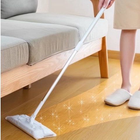 ชุดไม้ม็อบดันฝุ่น ไม่ต้องใช้น้ำ ถูฆ่าเชื้อ แผ่นใยแห้งและเปียก Easy Sweeper Plus Mop