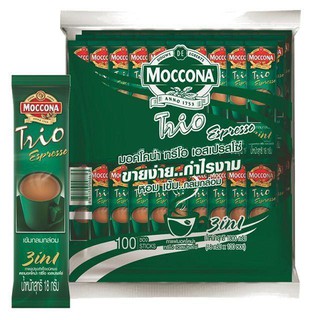 Moccona Trio Espresso 3in1 Coffee มอคโคน่า ทรีโอ เอสเพรสโซ่ กาแฟทรีอินวัน 18g. x 100ซอง