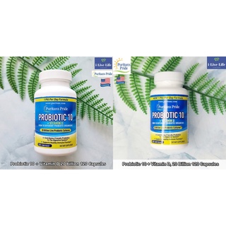 โปรไบโอติก Probiotic 10 + Vitamin D, 20 Billions 120 or 60 Capsules - Puritans Pride