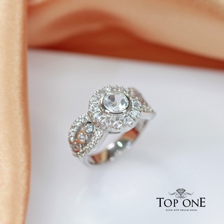 Top1Jewelry แหวนเงินแท้925 พลอย White Topaz แท้