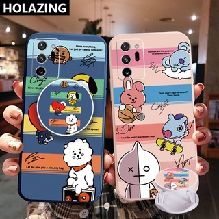 เคสโทรศัพท์มือถือ ขอบสี่เหลี่ยม ลายการ์ตูน พร้อมแหวนขาตั้ง สําหรับ Samsung Galaxy Note 20 Ultra A30 A20 A50S A10 A12 M12 M10