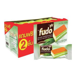 FUDO ฟูโด้ เลเยอร์เค้ก สอดไส้ครีมใบเตย ขนาด 18กรัม ยกแพ็ค 24ชิ้น LAYER CAKE PANDAN