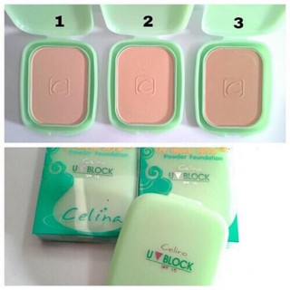 Celina UV Block Powder Foundation เซลีน่า แป้งพัส แป้งพริตตี้ ตลับเขียว (ตลับจริง / รีฟิล)