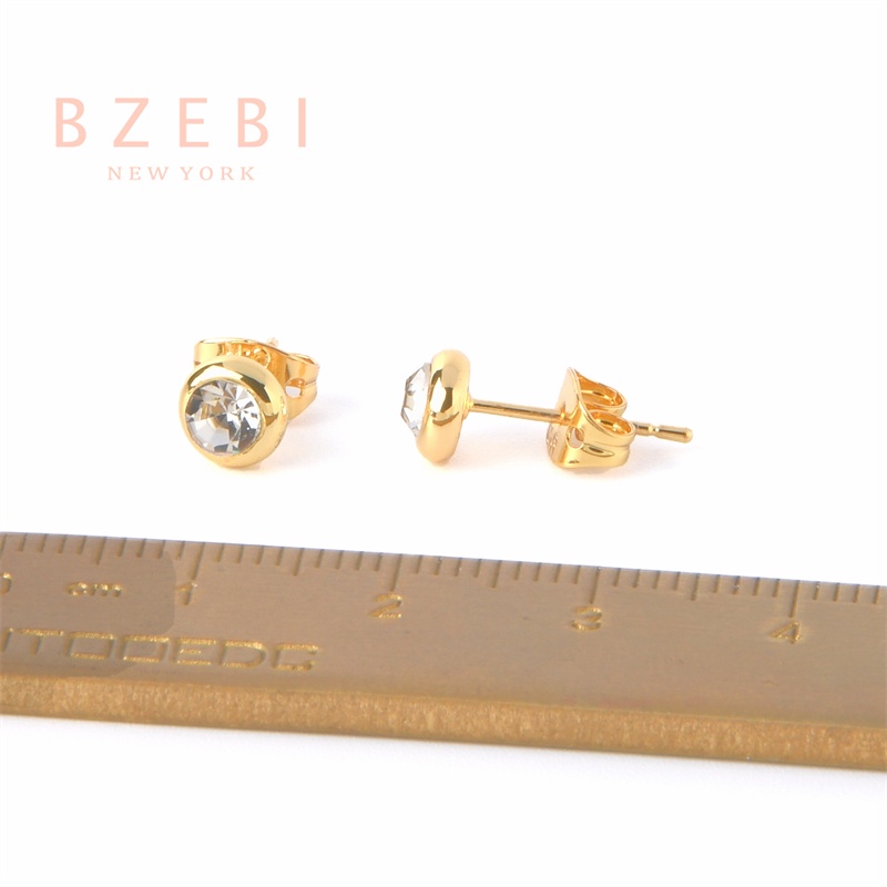 BZEBI ต่างหู ตุ้มหู แฟชั่น เกาหลี ทอง เครื่องประดับเงินแท้ earrings หนีบเกาหลี ห่วง หนีบ เกี่ยวใบหู เครื่องประดับเงิน ประดับเพทาย ทรงเรขาคณิต สําหรับผู้หญิง 317e
