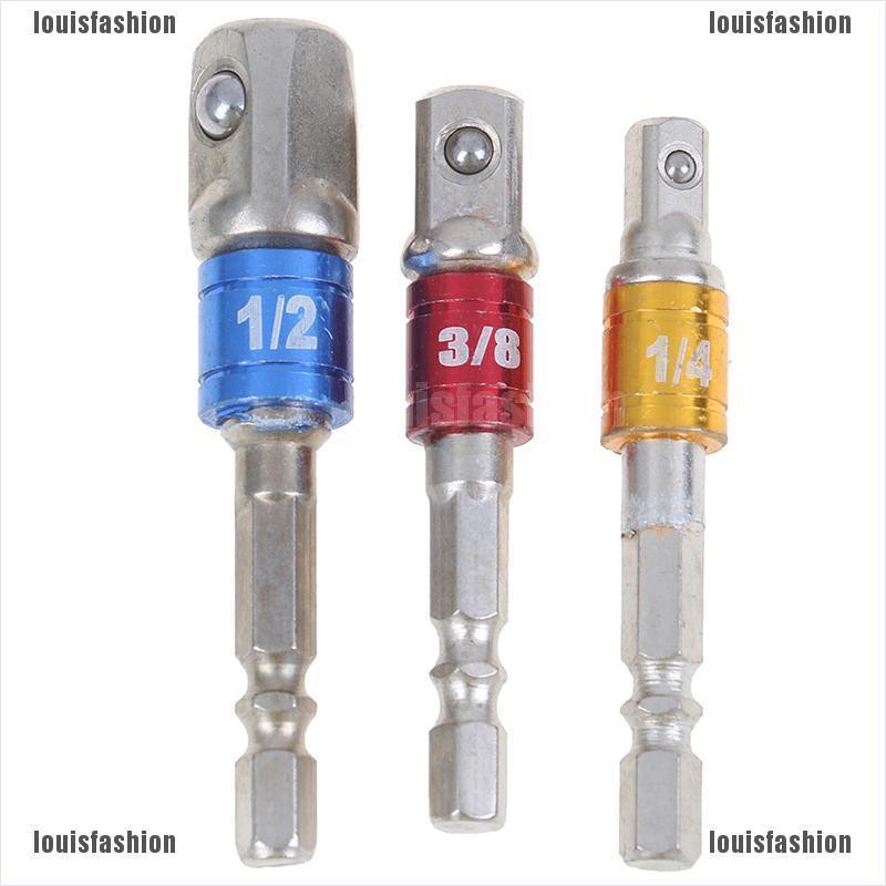LFTH 3pcs Chrome Vanadium Steel Socket Adapter Hex Shank to Extension ...