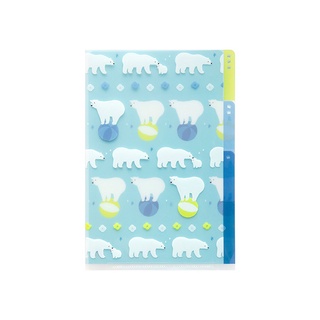 MIDORI 3 Pockets Clear Folder&lt;A6&gt;Polar Bear (D35301006) / แฟ้ม 3 ช่อง ขนาด A6 ลายหมีขั้วโลก แบรนด์ MIDORI ประเทศญี่ปุ่น